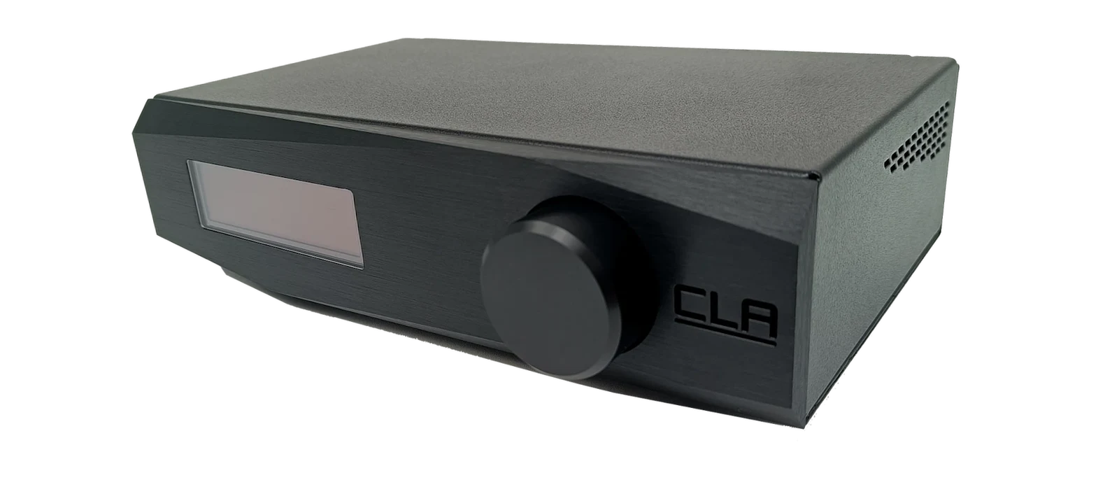 DSP-4C shown at an angle highlighting the brushed metal finish