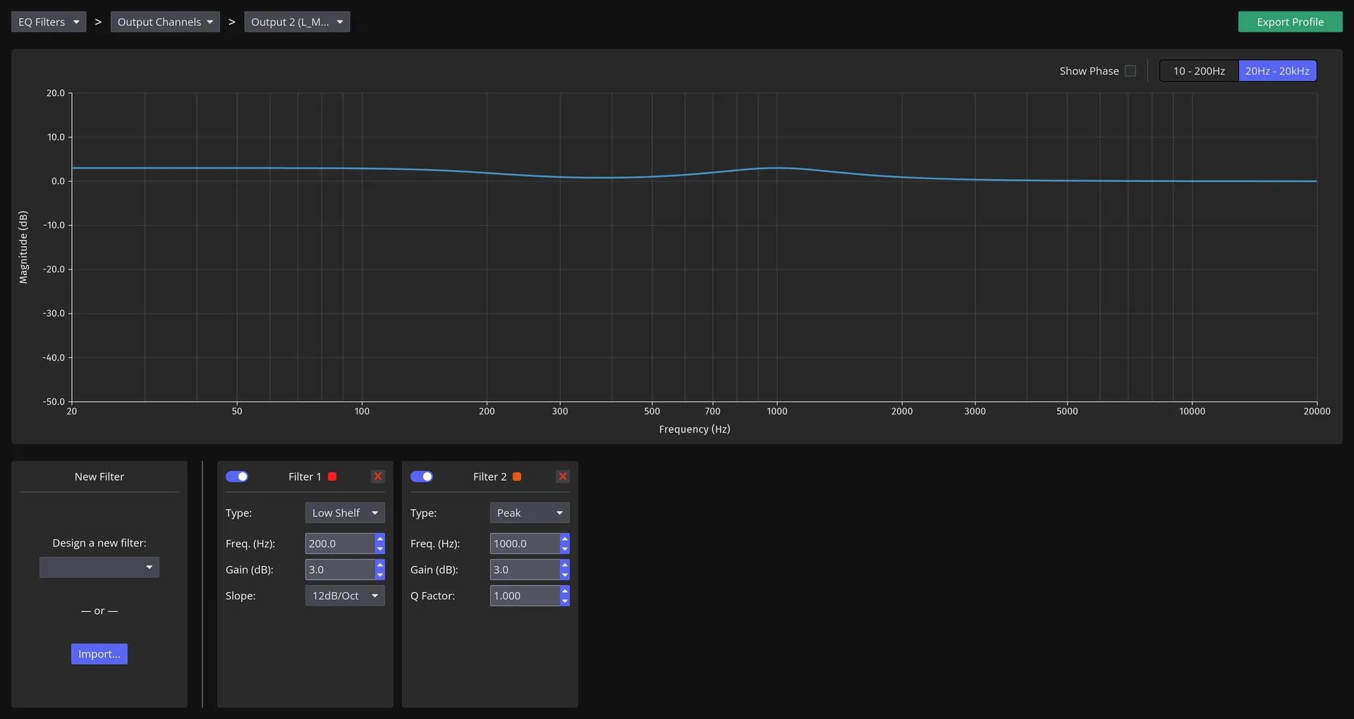 DSPconfig EQ filter editor