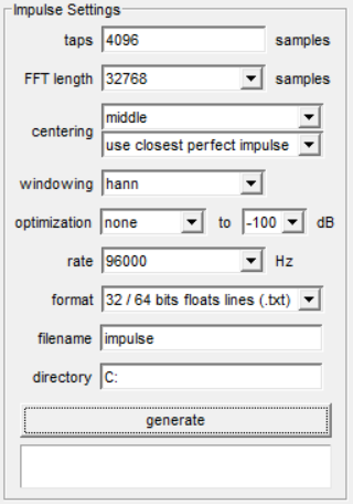 RePhase FIR filter export settings