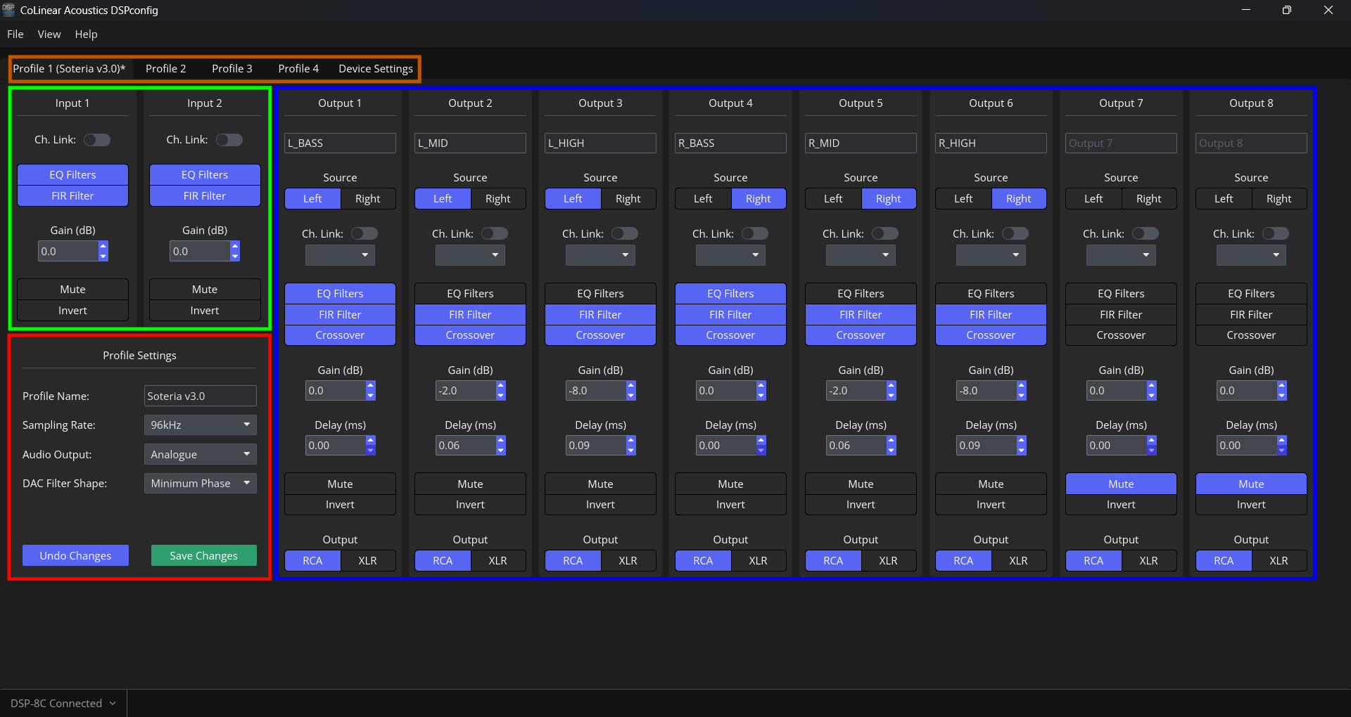 DSPconfig Main Window